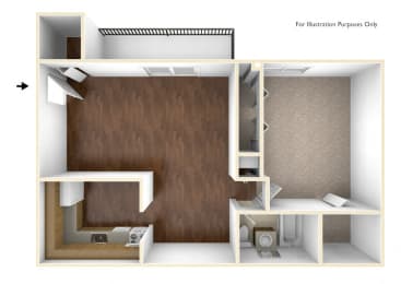 One Bedroom Apartment Floor Plan at Rolling Green Apartments, Amherst