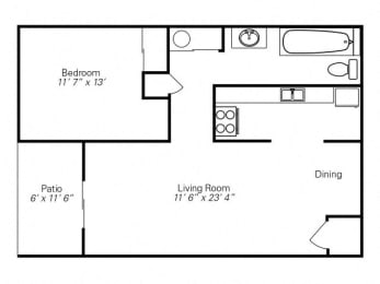  Floor Plan 1-Bedroom