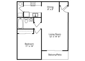  Floor Plan 1-BR Garden