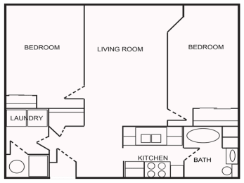 Floor Plan  Two Bedroom Floor Plan at Hendricks Pointe Apts, Shelbyville, 46176