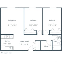 Cambridge Apartments | Two Bedroom Floor Plan A