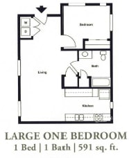 Floor Plan  1 Bedroom 1 Bath