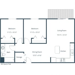 Ashbury Apartments | Two Bedroom Floor Plan A