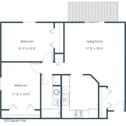 Ashbury Apartments | Two Bedroom Floor Plan C