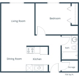 Sunchase Apartments | One Bedroom Floor Plan