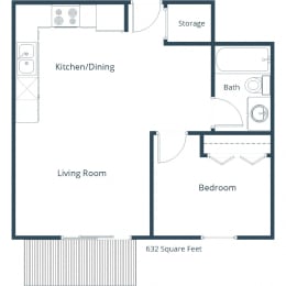 Maybrook Apartments | One Bedroom Floor Plan