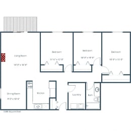 Dynasty Apartments | Three Bedroom Floor Plan