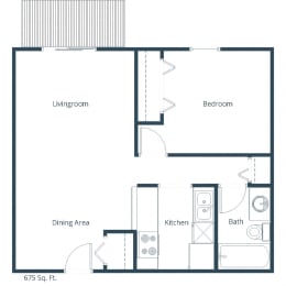 Deer Park Apartments in Hutchinson, MN| One Bedroom Floor Plan A