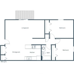 Deer Park Apartments in Hutchinson, MN | Two Bedroom Floor Plan D