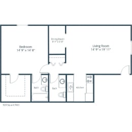 Echo Manor Apartments | One Bedroom Floor Plan