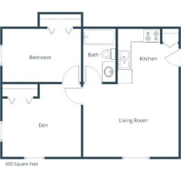 Forest Avenue Apartments | One Bedroom Floor Plan C With Den
