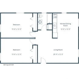 Spring Apartments | Two Bedroom Floor Plan