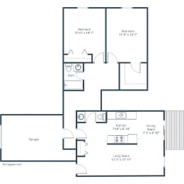 Montreal Courts Townhomes in Little Canada, MN | Two Bedroom Floor Plan D