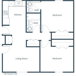 Two Bedroom Floor Plan A  at Maple Ridge, Nebraska, 68164
