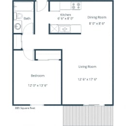 Parkview Estates Apartments in Coon Rapids, MN | One Bedroom Floor Plan