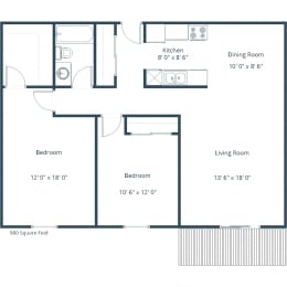 Parkview Estates Apartments in Coon Rapids, MN | Two Bedroom Floor Plan B
