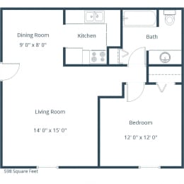 Arbor 404 Apartments | One Bedroom Floor Plan