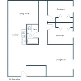 Hannifin Apartments | Two Bedroom Floor Plan