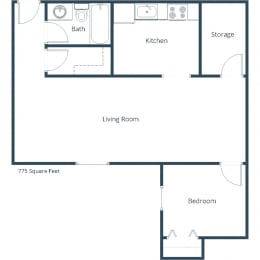 Mason Apartments | One Bedroom Floor Plan D