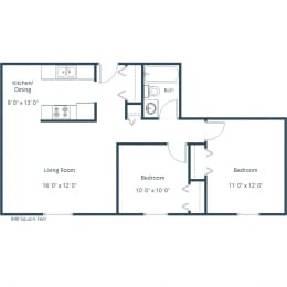 Two-Bedroom Floor Plan A at Parkview Arms Apartments in Bismarck, ND