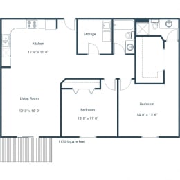 Stonebridge Apartments | Two Bedroom Two Bath Floor Plan