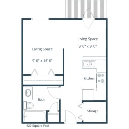 Bridgeport Apartments | Efficiency Floor Plan