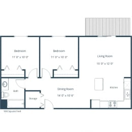 Bridgeport Apartments | Two Bedroom Floor Plan B