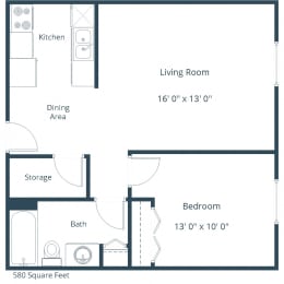 Southgate Apartments | One Bedroom Floor Plan A