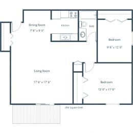 Southgate Apartments | Two Bedroom Floor Plan C