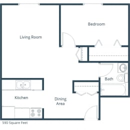 Southwind Apartments | One Bedroom Floor Plan
