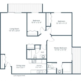 South Point Apartments | Three Bedroom Floor Plan A