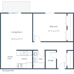 Patricia Ann Apartments | One Bedroom Floor Plan C