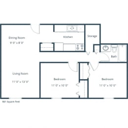 Eagle Sky Apartments | Two Bedroom Floor Plan A