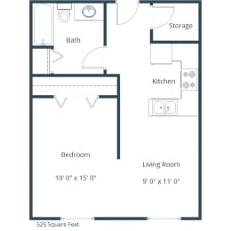 Sierra Ridge Apartments in Bismarck, ND| Efficiency Floor Plan