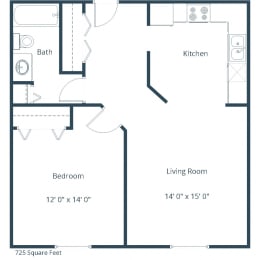 Sierra Ridge Apartments in Bismarck, ND| One Bedroom Floor Plan