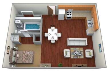 Studio 1 bath Floor Plan A at Boulder Ridge Apartments, Fargo, North Dakota