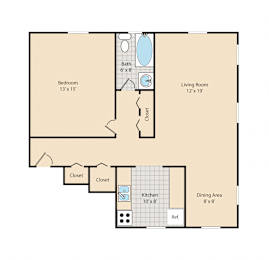  Floor Plan 1 Bed / 1 Bath A3