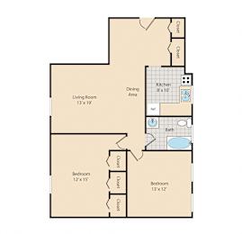  Floor Plan 2 Bed / 1 Bath B1