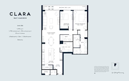  Floor Plan 2.5  2 Bedrooms + Den