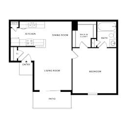  Floor Plan 1 Bedroom 1 Bath A1