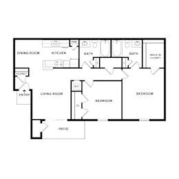  Floor Plan 2 Bedrooms, 2 Bathrooms