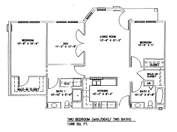  Floor Plan Two Bedroom w/Patio & Den