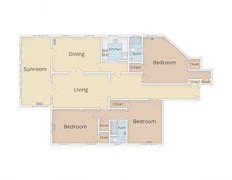 Kew Gardens apartments Georgetown Washington DC three bedroom floor plan