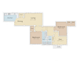 Kew Gardens apartments Georgetown Washington DC two bedroom den floor plan
