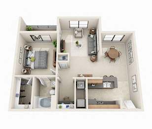 The Longford Floor Plan | 1 Bed 1 Bath | 814 sq.ft.