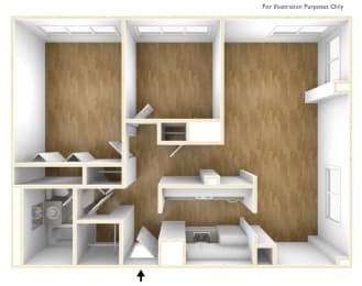 Two Bedroom Apartment Floor Plan  at Dorado Apartments, Yonkers, NY, 10701