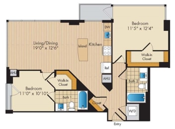  Floor Plan 2 Bed 2 Bath-B3a