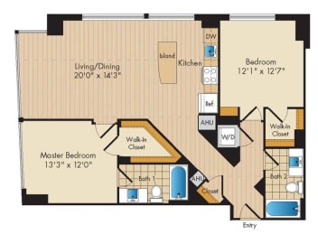  Floor Plan 2 Bed 2 Bath-B4a