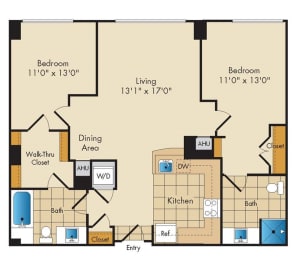  Floor Plan 2 Bed 2 Bath-B4b