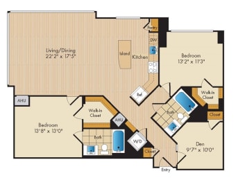  Floor Plan 2 Bed 2 Bath w Den Sig-BDS2b